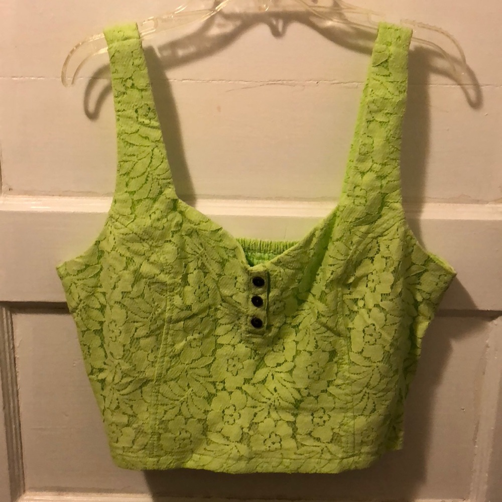 Neon green crop tank top
